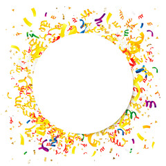 Obraz premium Multicolored confetti with white circle
