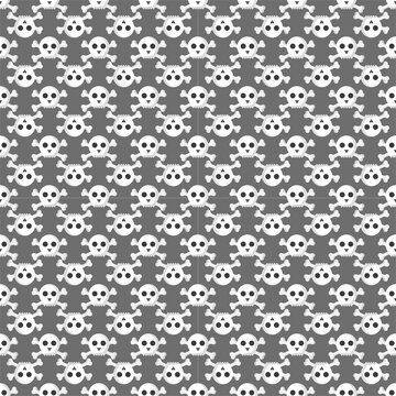 Grunge seamless pattern with skulls vector illustration human bone horror art dead face skeleton.