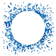 Blue confetti with a large white circle
