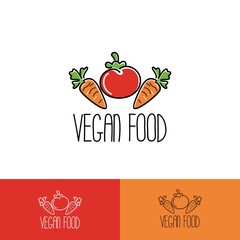 Vegetarian Vegan Fruit Food Vector Logo