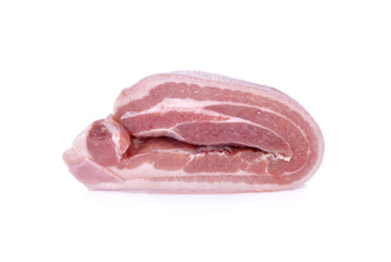 uncooked belly or side pork on white background
