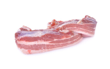 uncooked belly or side pork on white background