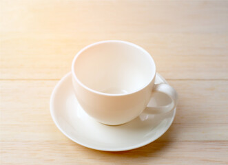 empty coffee or tea cup on the table in the morning