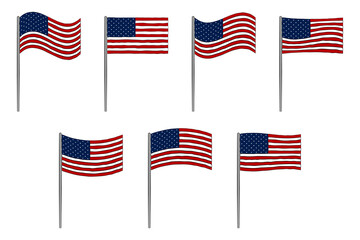 American flag set on white