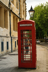 Fototapeta na wymiar Red call-box, telephone in Britain