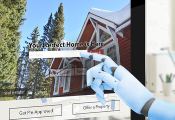 Robot cyborg buying a house - artificial intelligence