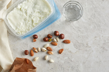 Healthy food. Lunch box with egg white omelet