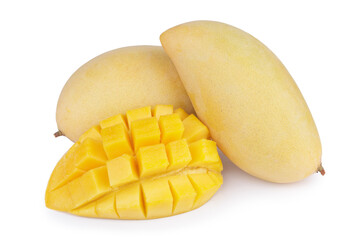 yellow mango fruit on white background