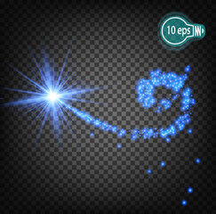 The cosmic glow of a Christmas star. Conceptual design of star nebulae isolated on a transparent background.