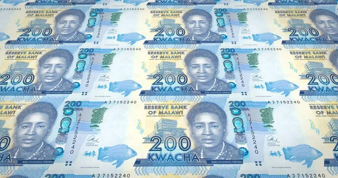 Banknotes of two hundred malawian kwacha of Malawi rolling, cash money, loop