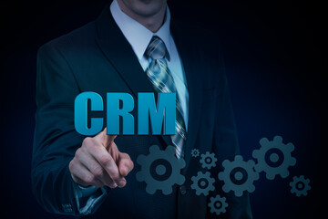 Customer relationship management concept man selecting CRM