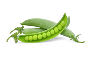 sugar green peas isolated on white background
