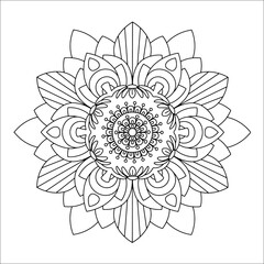Flower mandala vector illustration. Oriental pattern, vintage decorative elements. Islam, Arabic, Indian, moroccan, turkish ottoman motifs. Coloring page