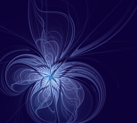 Fototapeta na wymiar Abstract fractal flower on a blue background