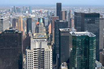 Fototapeta premium New York City skyline from the Top of the rock viewpoint, urban skyscrapers of Manhattan aerial view 