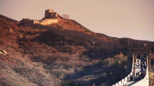 sunset Great wall,China ancient architecture.