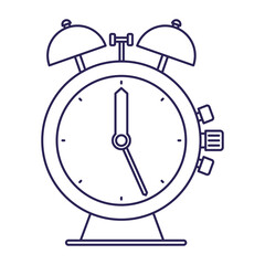purple line contour of antique alarm clock vector illustration