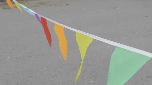 Colorful flags on the holiday. UltraHD stock footage.