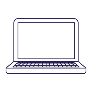 purple line contour of laptop computer vector illustration
