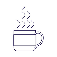 purple line contour of hot coffee cup vector illustration