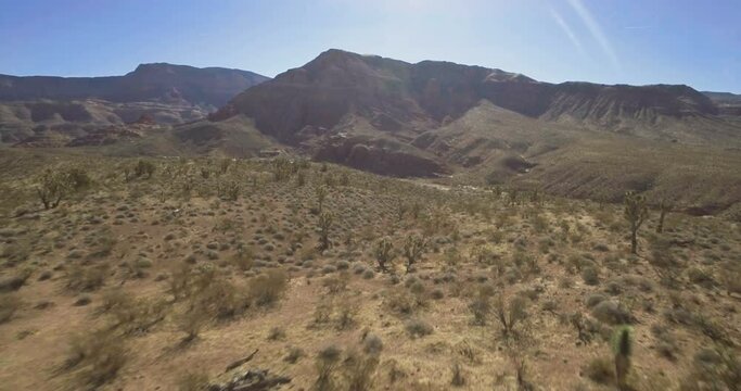 Aerial flying over desert mountain in Arizona.