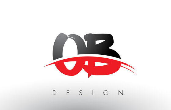OB O B Brush Logo Letters with Red and Black Swoosh Brush Front
