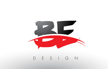 BE B E Brush Logo Letters with Red and Black Swoosh Brush Front