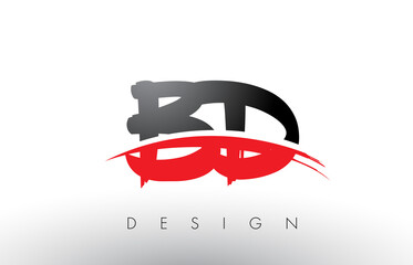 BD B D Brush Logo Letters with Red and Black Swoosh Brush Front