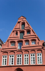 Fototapeta na wymiar Facade of a red house in Luneburg