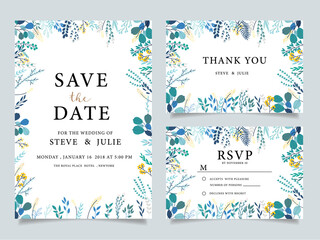 wedding invitation card with  flower Templates