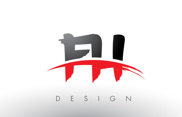 FH F H Brush Logo Letters with Red and Black Swoosh Brush Front