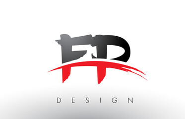 FP F P Brush Logo Letters with Red and Black Swoosh Brush Front