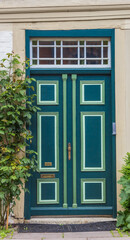 Green door in the historic center of Luneburg