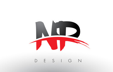 NP N P Brush Logo Letters with Red and Black Swoosh Brush Front © twindesigner