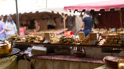 Sweets in Arabic in Moroccan market