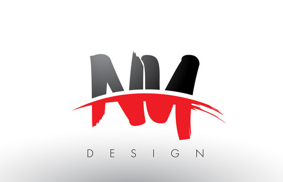 NY N Y Brush Logo Letters with Red and Black Swoosh Brush Front