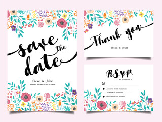 wedding invitation card with  flower Templates