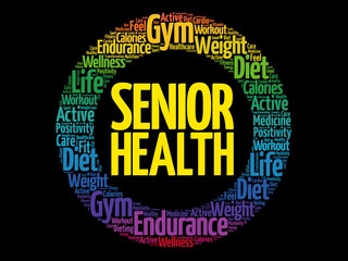 Senior health word cloud background, health concept