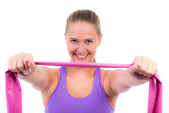 gymnastik mit einem theraband