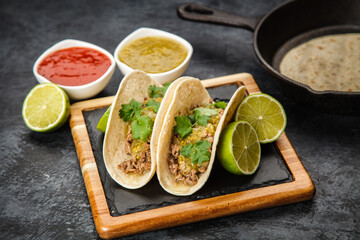 Mexican tacos with beef