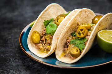 Mexican tacos with beef