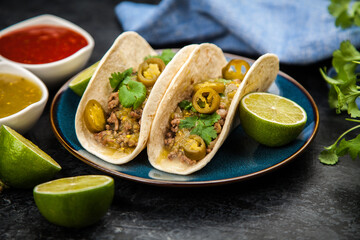 Mexican tacos with beef