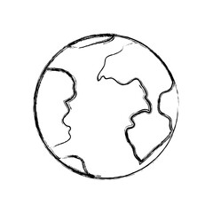 monochrome blurred silhouette of earth globe icon vector illustration