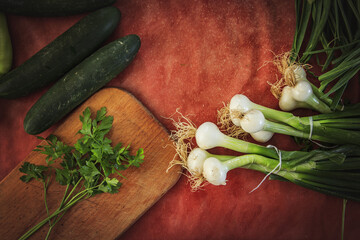 Negative-calories food; leeks, zucchini and parsley