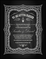 Wedding invitation vintage card.