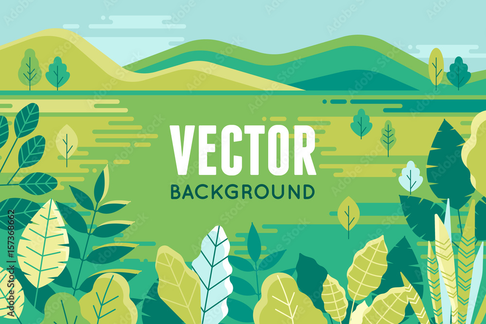 Poster vector illustration in trendy flat and linear style - background with copy space for text - plants, 