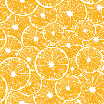 Orange slices seamless pattern. vector illustration element for design.