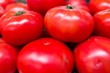 Showcase with tomatoes