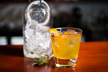 Refreshing Ice Cocktail. Fresh cocktail with orange and ice