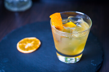 Refreshing Ice Cocktail. Fresh cocktail with orange and ice
